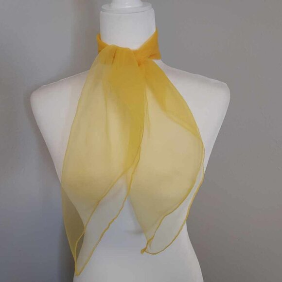 1950s sunshine yellow chiffon scarf - Picture 4 of 5